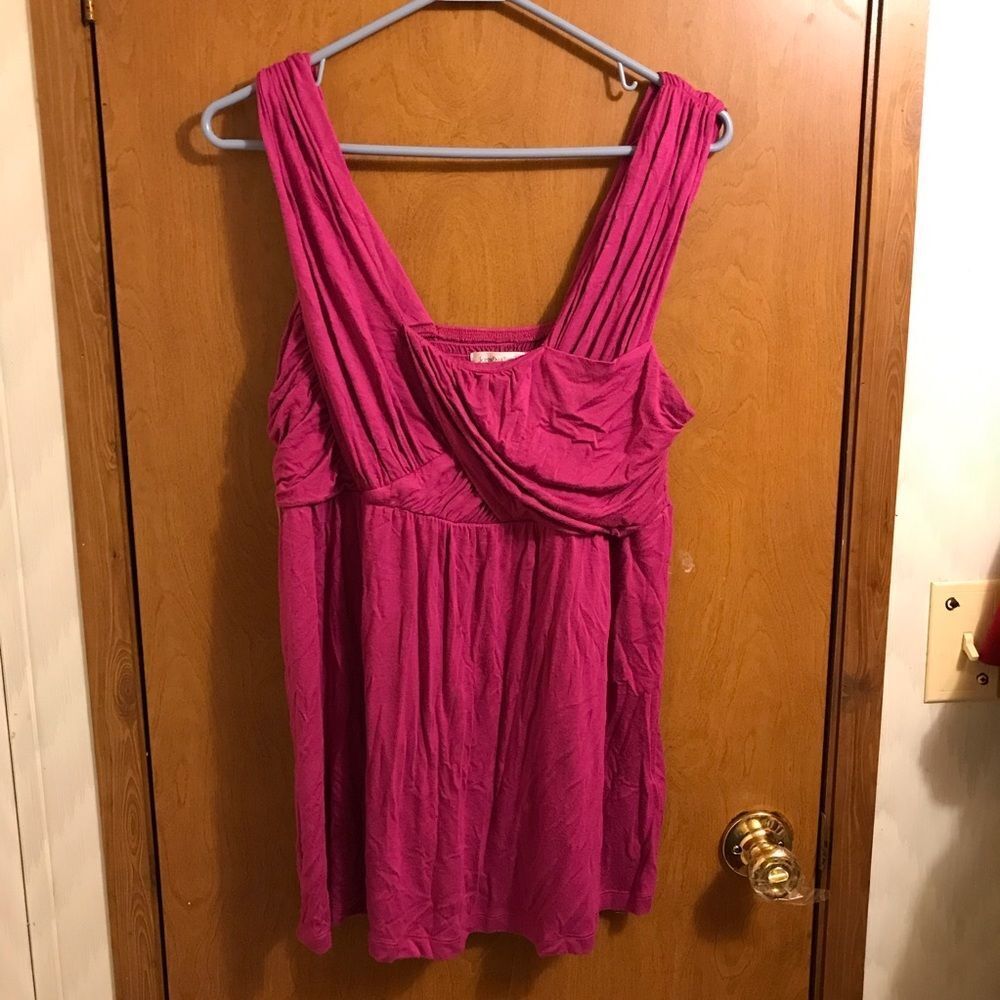 Hot Pink Sleeveless Draped Cinched Back FlowTank Top L